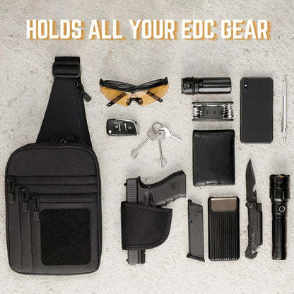 Tactical Chest Bag Sling Shoulder Bag Concealed Carry Gun Bag Crossbody Qiuck Access Pistol Bag EDC Fanny Pack for Hunting Camp
