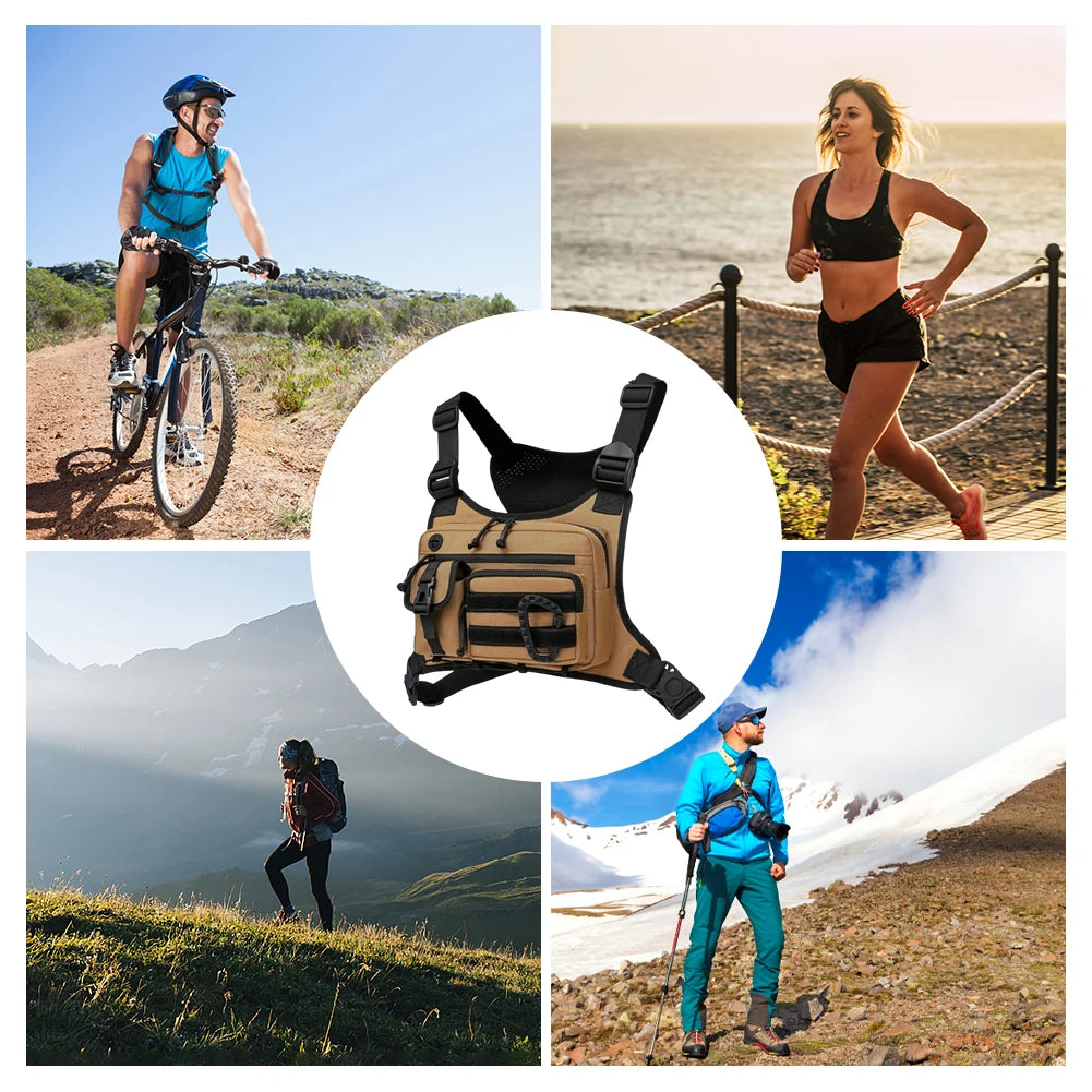 Outdoor Trendy Functional Backpack Large Capacity Multifunctional Vest Chest Bag Multi Pocket Nylon Hunt Vest Bag Work Backpack