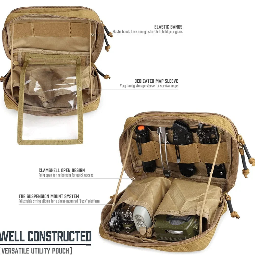 Tactical Molle EDC Pouch Utility Tool Waist Pack First Aid Kit Bag Double Layer Outdoor Emergency Pouch Hunting Survival