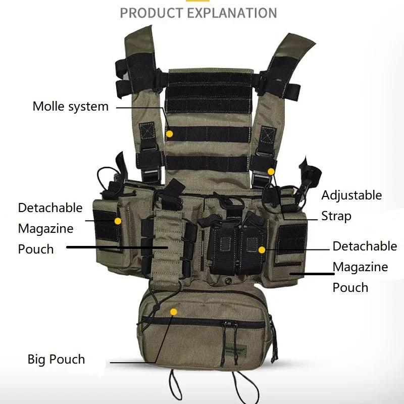 Multicam Black Tactical Camouflage Hunting Combat Crossfit  D3CR Chest Rig Vest For Outdoor Military Paintball Airsoft War Game