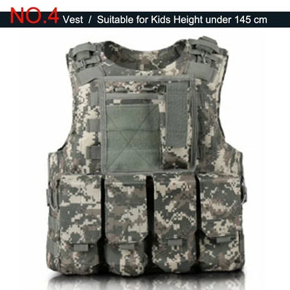 Outdoor Airsoft Tactical Kids Children Vest Uniform  Hunting Equipment Kids Boy Girl Camouflage Hiking CS Hunting Clothes