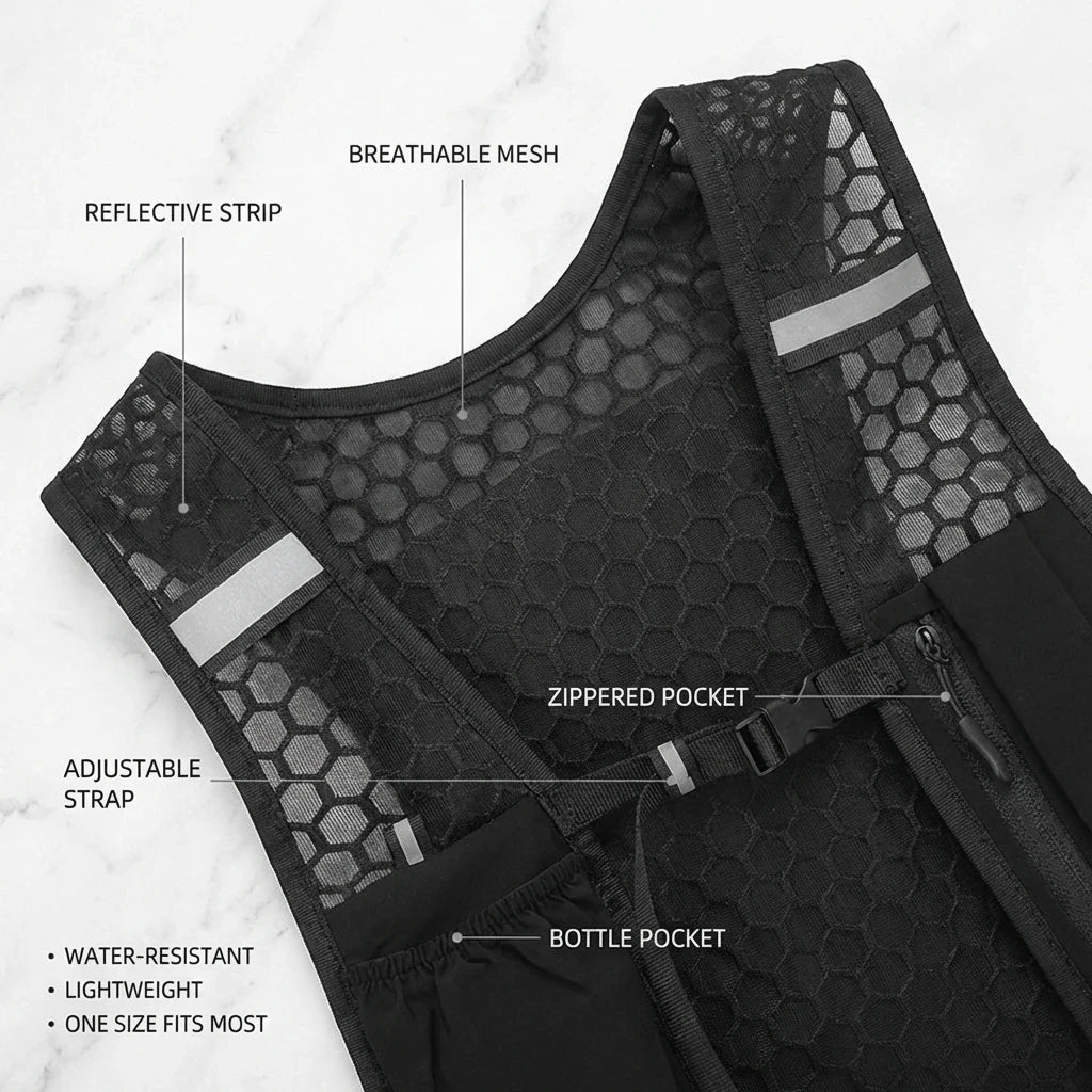 Reflective Hydration Running Vest Lightweight Chest Pack with Phone Holder for Water Bottle