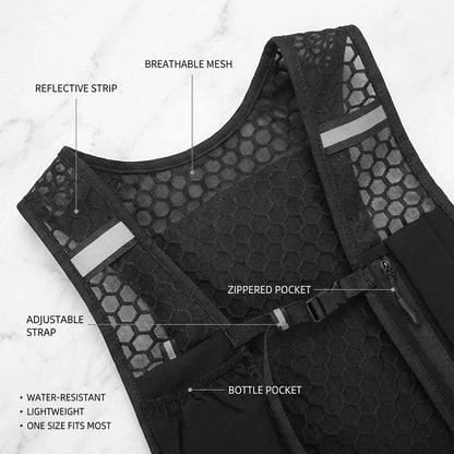 Reflective Hydration Running Vest Lightweight Chest Pack with Phone Holder for Water Bottle