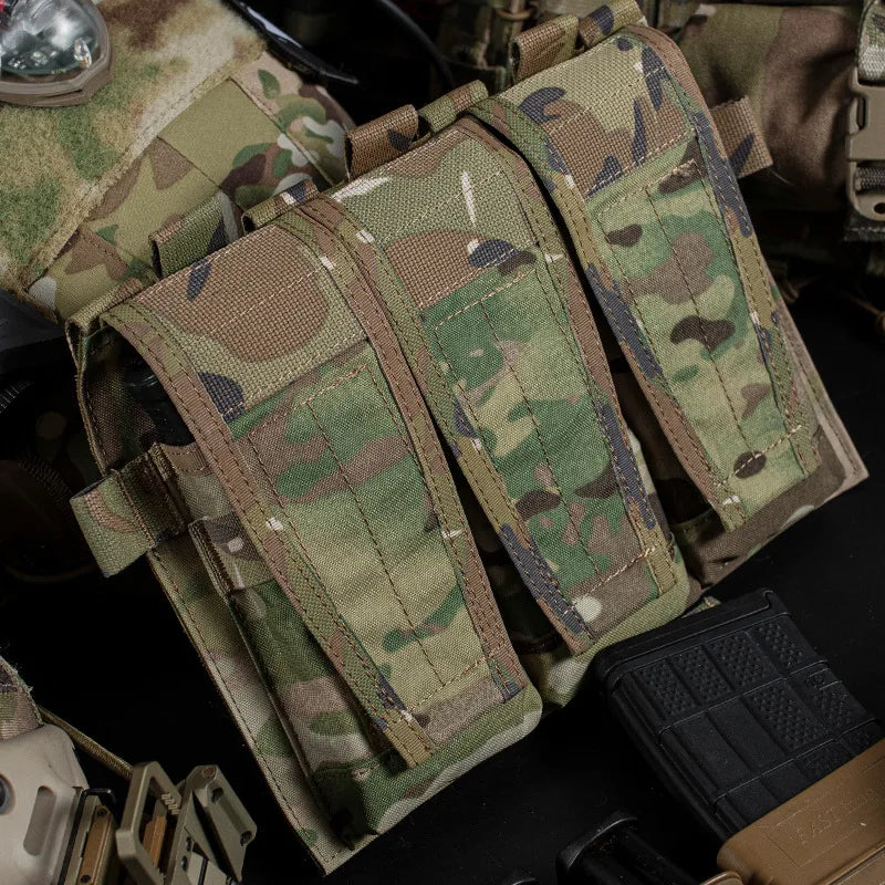 AVS Detachable MBAV Tactical Vest Triple Magazine Pocket Flap Front Bag M4 556 Mag Pouch  Plate Carrier Airsoft Accessories