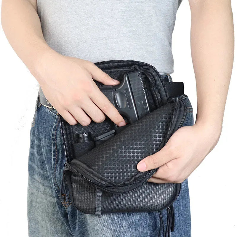 Hunting waist bag hidden portable gun case, outdoor multifunctional storage waist bag, diagonal cross pistol bag