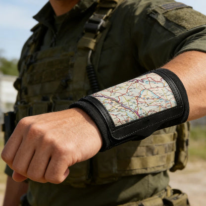 2Pcs Tactical Map Case Arm Sleeve Wristband Map Pouch Document Card Holder with Clear Window for Hunting Shooting Hiking