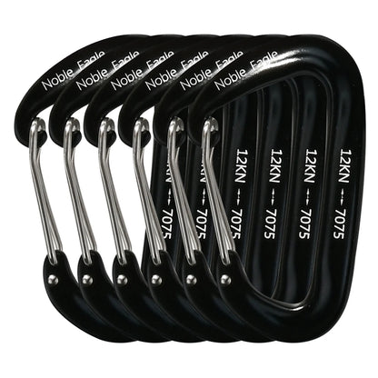 6Pcs 12KN 7075 Aluminum Carabiner Set D Ring Heavy Duty Tactical Carabiners Clips Camping Hiking Climbing Hook Hammock Keychain
