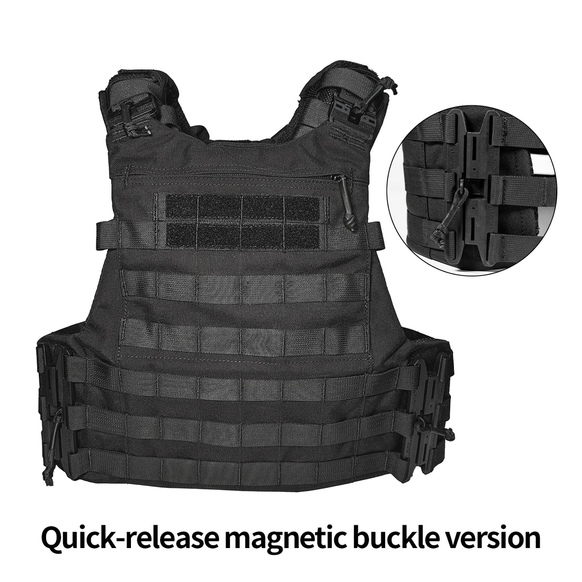 Black Anti-Infrared Flame-Retardant Tactical Vest - 1000D Nylon with Soft and Hard Compartment Design + MOLLE System + Quick Release Buckles |   Outdoor security and survival equipment