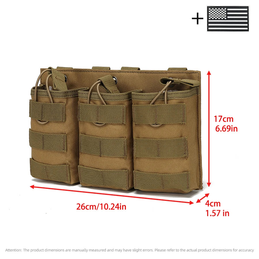 Triple bag Molle bag made of Oxford cloth material, durable and suitable for outdoor and vest mounting