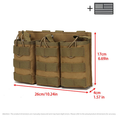 Triple bag Molle bag made of Oxford cloth material, durable and suitable for outdoor and vest mounting