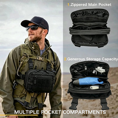 Tactical Pistol Gun Storage Bag Cancealed Carry Gun Pouch EDC Chest Bag Utility Chest Rig Pouch Admin Pouch with Gun Holster