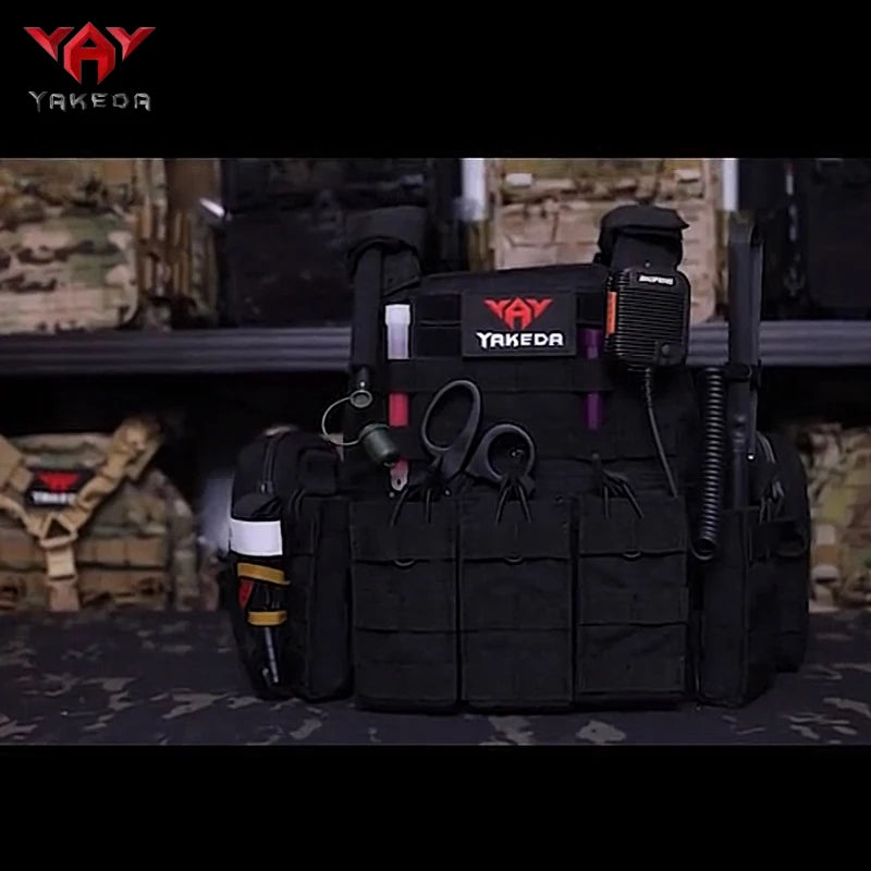 YAKEDA 1000D Nylon Tactical Vest Outdoor Hunting Protective Adjustable Multifunction Molle Vest for Airsoft Combat Equipment