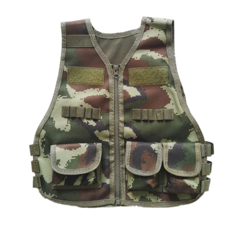 Children Combat Vest Kids Camouflage Multiple Pockets Hunting CS Shooting Jacket Hunting Tactical Waistcoat Training Gear