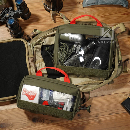 KRYDEX Tactical Clear Top Insert Pouch Large/Small Bag for D3 Backpack Organizer Camping Travel Survival Medical Storage Bag