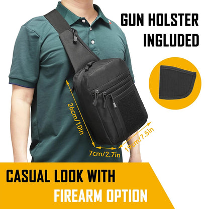 Tactical Chest Bag Sling Shoulder Bag Concealed Carry Gun Bag Crossbody Qiuck Access Pistol Bag EDC Fanny Pack for Hunting Camp