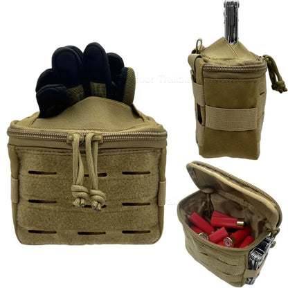 Tactical  Molle Pouch Utility Pouch Top Elastic Opening Multi-Purpose Waist Bag Outdoor Hunting Gloves  EDC Tool Bag Poop Bag