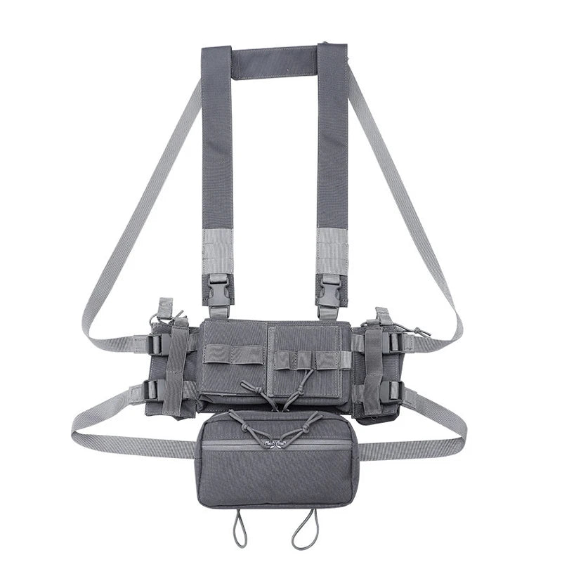 Men's Multicam Hunting MK3 Tactical Chest Rig Harness Modular Lightweight Military Airsoft Vest w/ 5.56 Mag Pouch Pantiball Gear