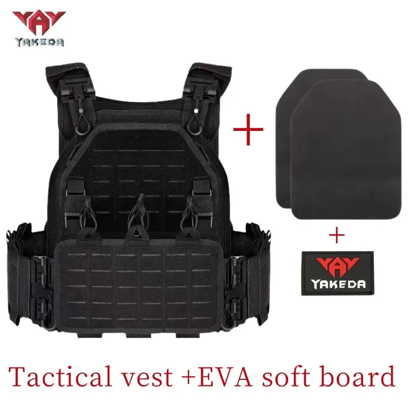 Authentic Product YAKEDA Tactical Vest 6094 Fast Detachable Light Laser Cut Outdoor Hunting Black Gear Carry Vest of