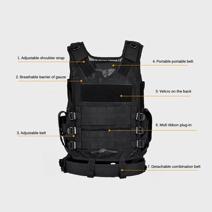 Adjustable Molle Tactical Vest Combat Body Armor Vests Security Guard Hunting Outdoor CS War Game Airsoft Training Jacket Sport