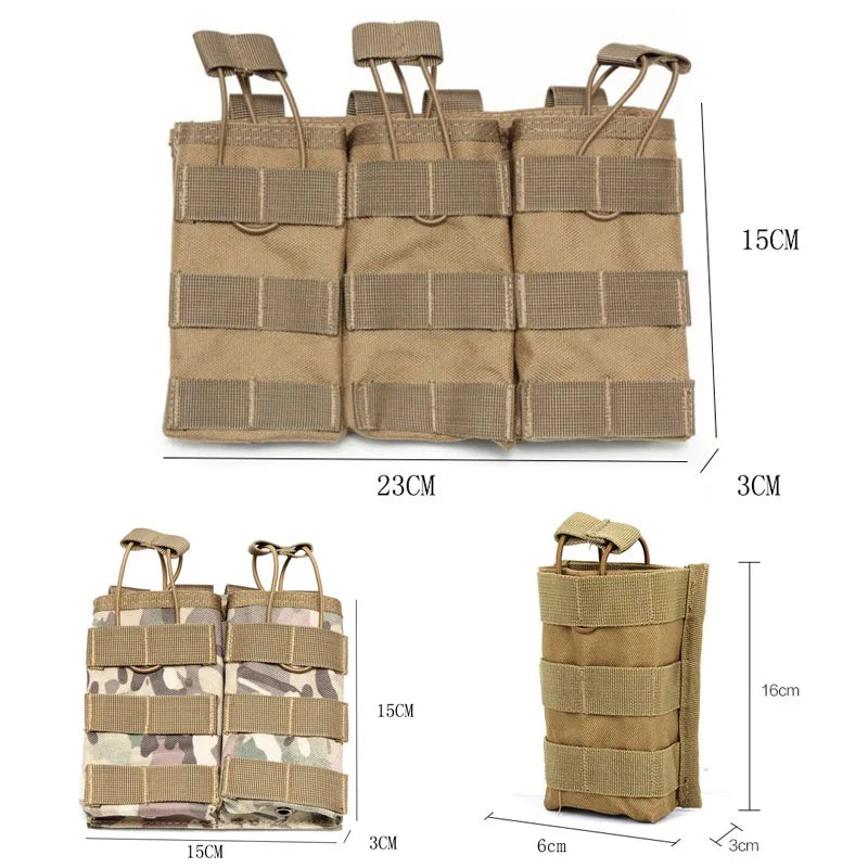 Triple Magazine Pouchs Molle Pouch 7.62 AK 74 47 AR15 M4 5.56 Rifle Ammo Mag Bag Airsoft Gun Accessories Torch Holster