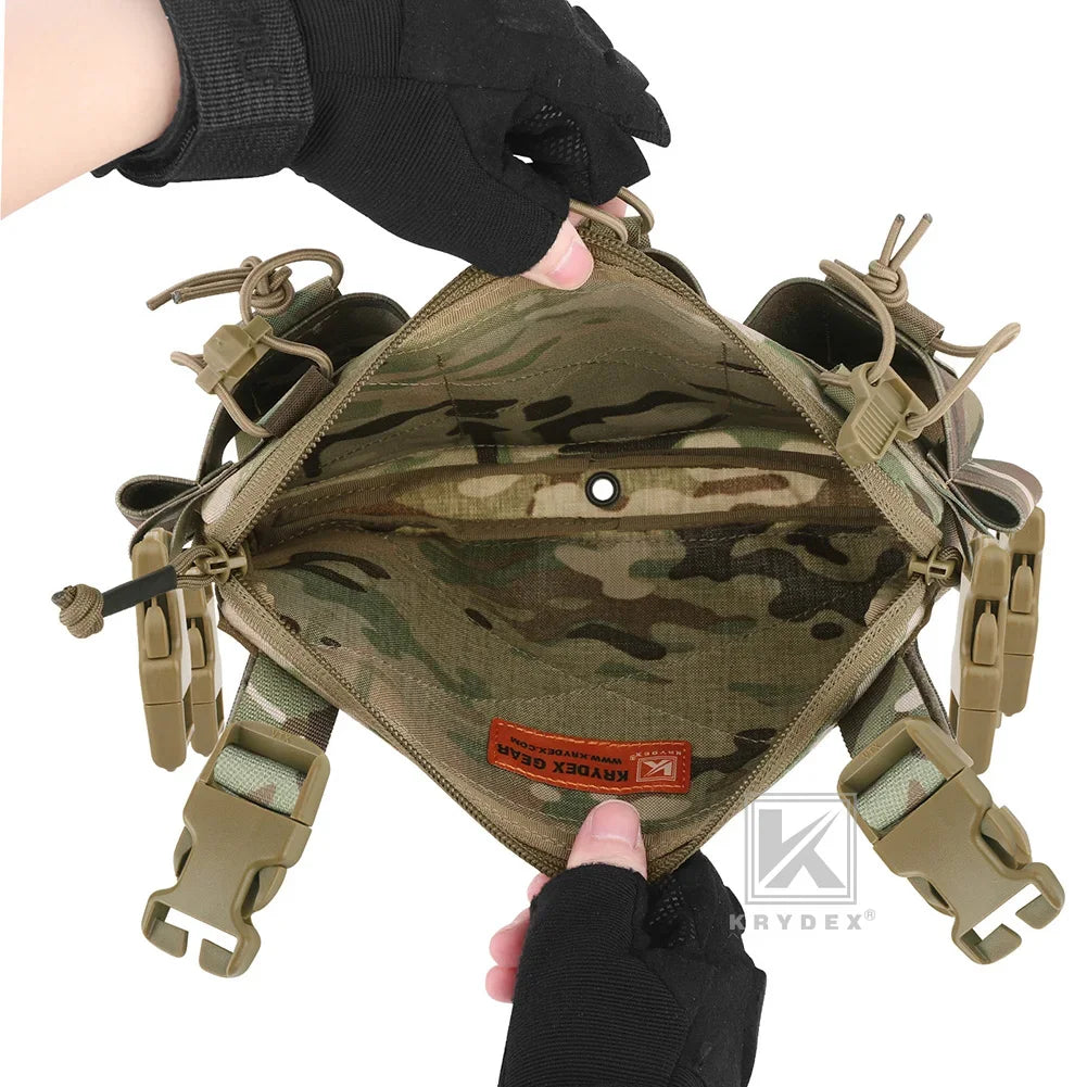 KRYDEX Tactical Triple Magazine Pouch GP Pouch Aifsoft Hunting Chest Rig Accessories Front Elastic Placard For 5.56 Mag Holders
