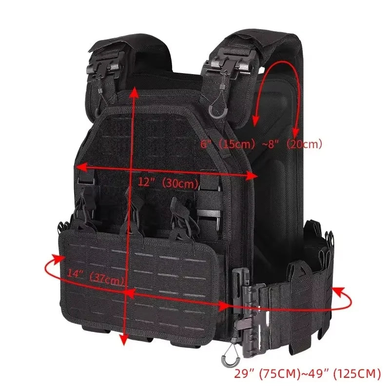 YAKEDA Tactical Vest 6094 Fast Detachable Light Laser Cut Outdoor Hunting Black Gear Carry Vest of High Quality