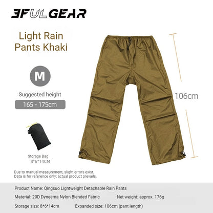 3F UL GEAR Lightweight Split Raincoat with Hooded Outdoor Rain Pants Hiking Sleeve Style Poncho Waterproof Women/Men 15D Nylon