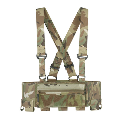 KRYDEX Tactical Nylon Chest Rig Elastic Cummerbund with 5.56/7.62 & Pistol Mag Pouch Holders,X Harness,Sticky GP Pouch