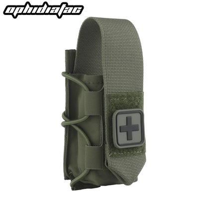 OPHIDIANTAC Tactical Tourniquet Pouch Universal Molle Medical Tool Carrier Vertical Flap Cover Bag for Hiking Hunting Outdoor
