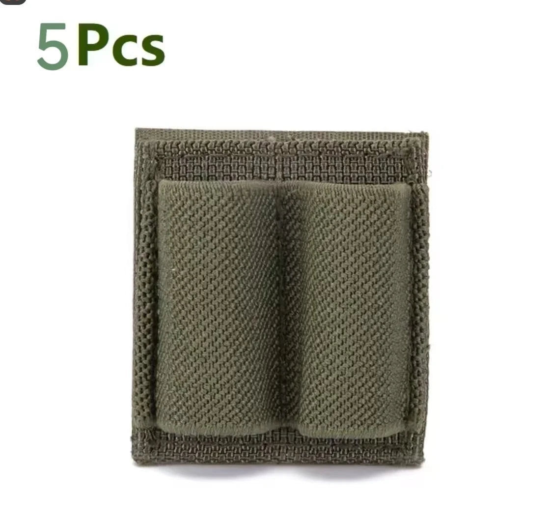 5PC 2-Round Bullet Holder - Adhesive Cartridge Carrier | VELCRO Hook/Loop Utility Gear (2 Hole)