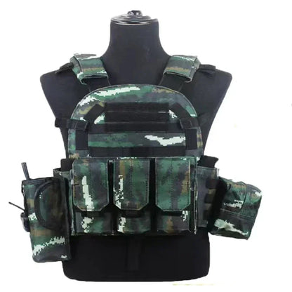 6094 Camouflage Plate Carrier Vest Multi-Functional Tactical Hunting Vest Adjustable Men Combat Equipment for Outdoor Cycling