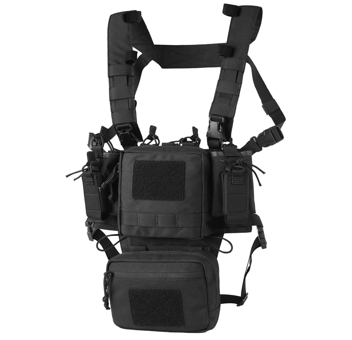 Lightweight Tactical Chest Rig Hunting Combat Vest Bag 500D Nylon Camouflage Quick Release With Two 9mmpistol mag Pouches
