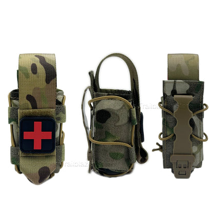 MOLLE Tourniquet Holder IFAK TQ Holder Tactical Medical Pouch Holster First Aid Kit Cross Patch/Bungee Cord EMT EMS