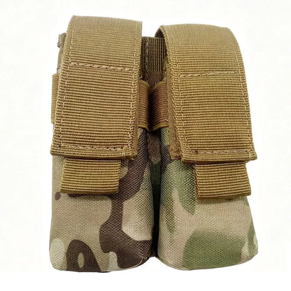 MOLLE Tactical Double Mag Pouch Portable Adjustable 9mm Magazine Holder for Hunting Shooting Vest Sports Outdoor