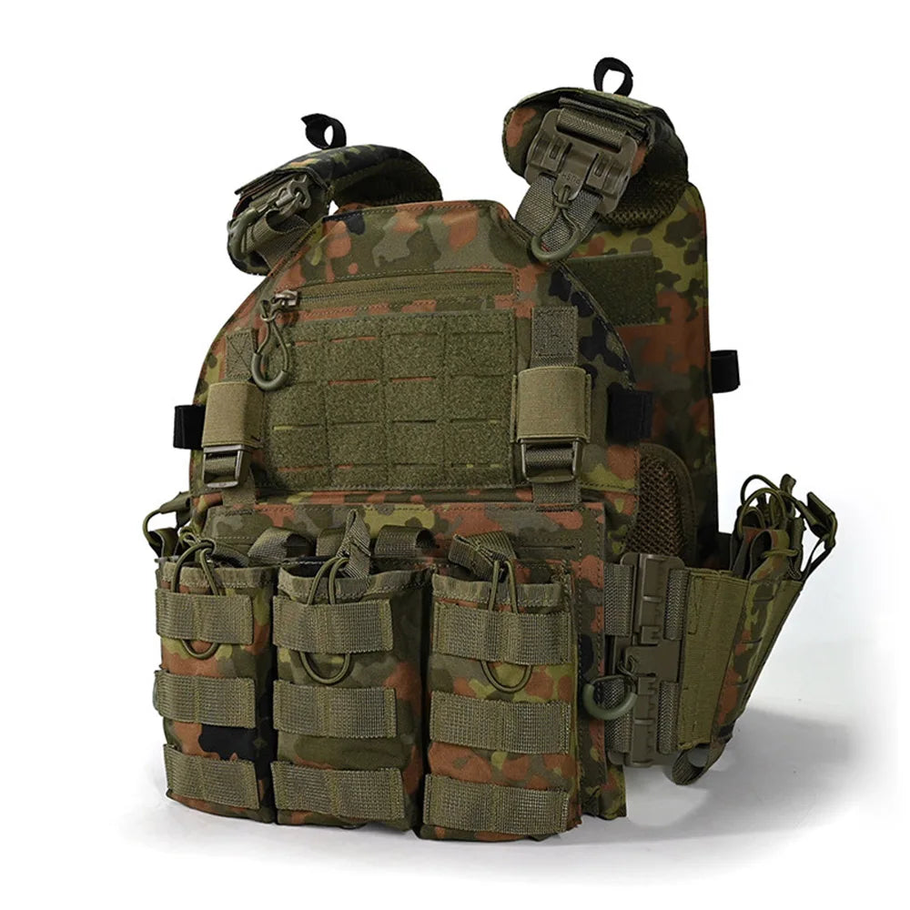 Modular Tactical Vest Set Quick‑Release MOLLE Vest with Mag Pouches Utility Bags for Airsoft Hunting Shooting Combat Training