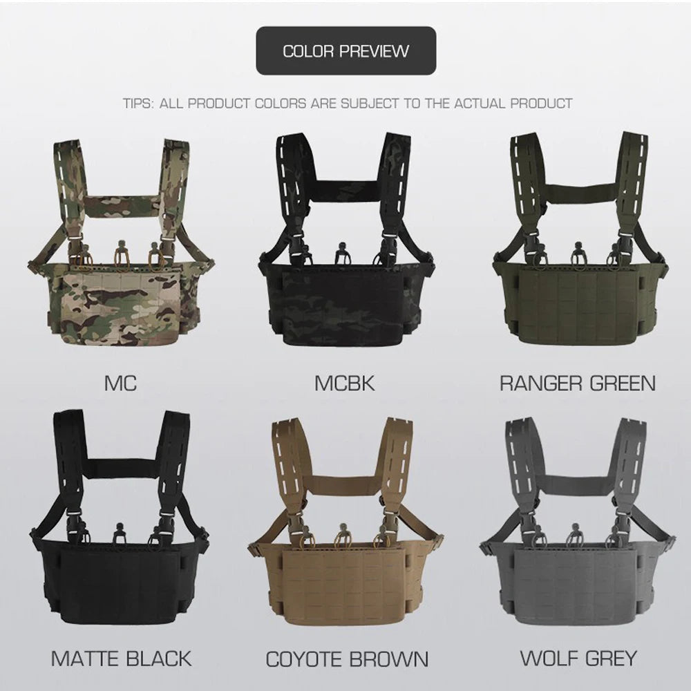 Tactical Chest Rig Modular Airsoft Training Vest Multifunctional Camouflage Gear with 556 Triple Magazine Pouch MOLLE System