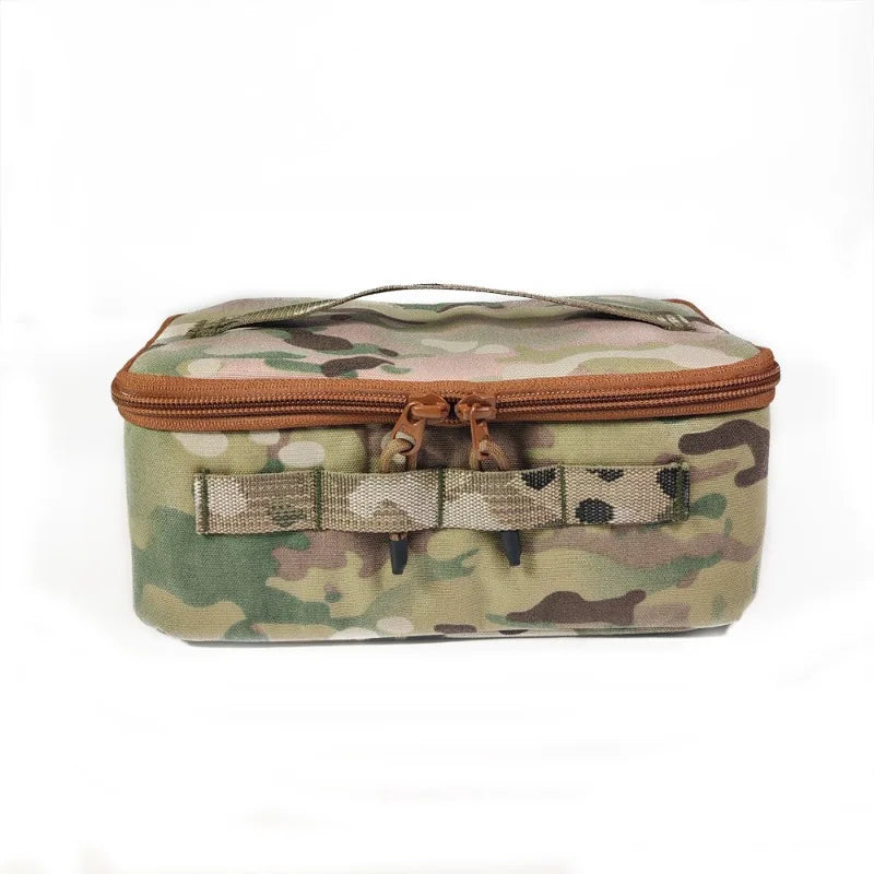 Tactical Outdoor Gas Canister Tool Storage Bag, Portable Hand‑carry Camping Cookware Organizer with Inner for Outdoor Camping