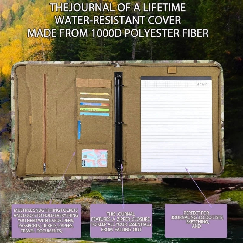 Leather Notebook Cover Featuring Carry Handle for Outdoor Enthusiasts and Professionals