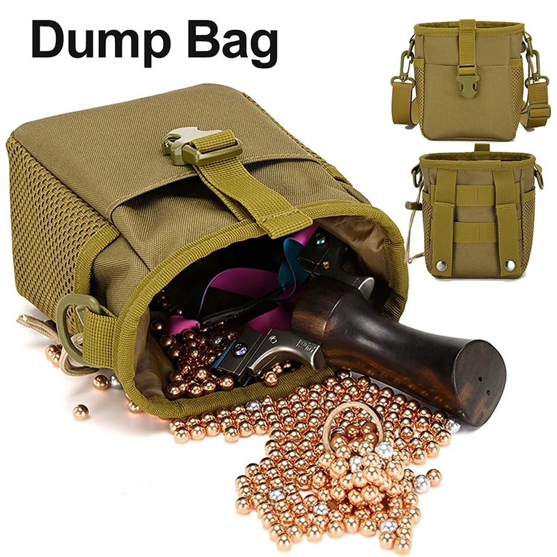 Tactical Magazine Dump Pouch Molle Drawstring Utility Belt Fanny Hip Holster Bag Outdoor Recovery Ammo Pouch Should Waist Bag