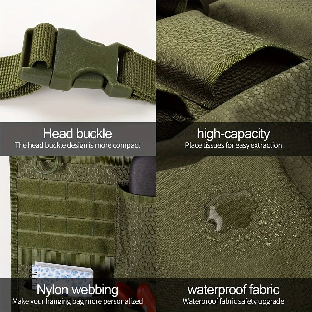 Tactical Camouflage Car Seat Backrest Storage Bag Hanging Organizer Vehicle Interior Accessory Space Saver Hanging Pouch