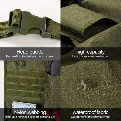 Tactical Camouflage Car Seat Backrest Storage Bag Hanging Organizer Vehicle Interior Accessory Space Saver Hanging Pouch