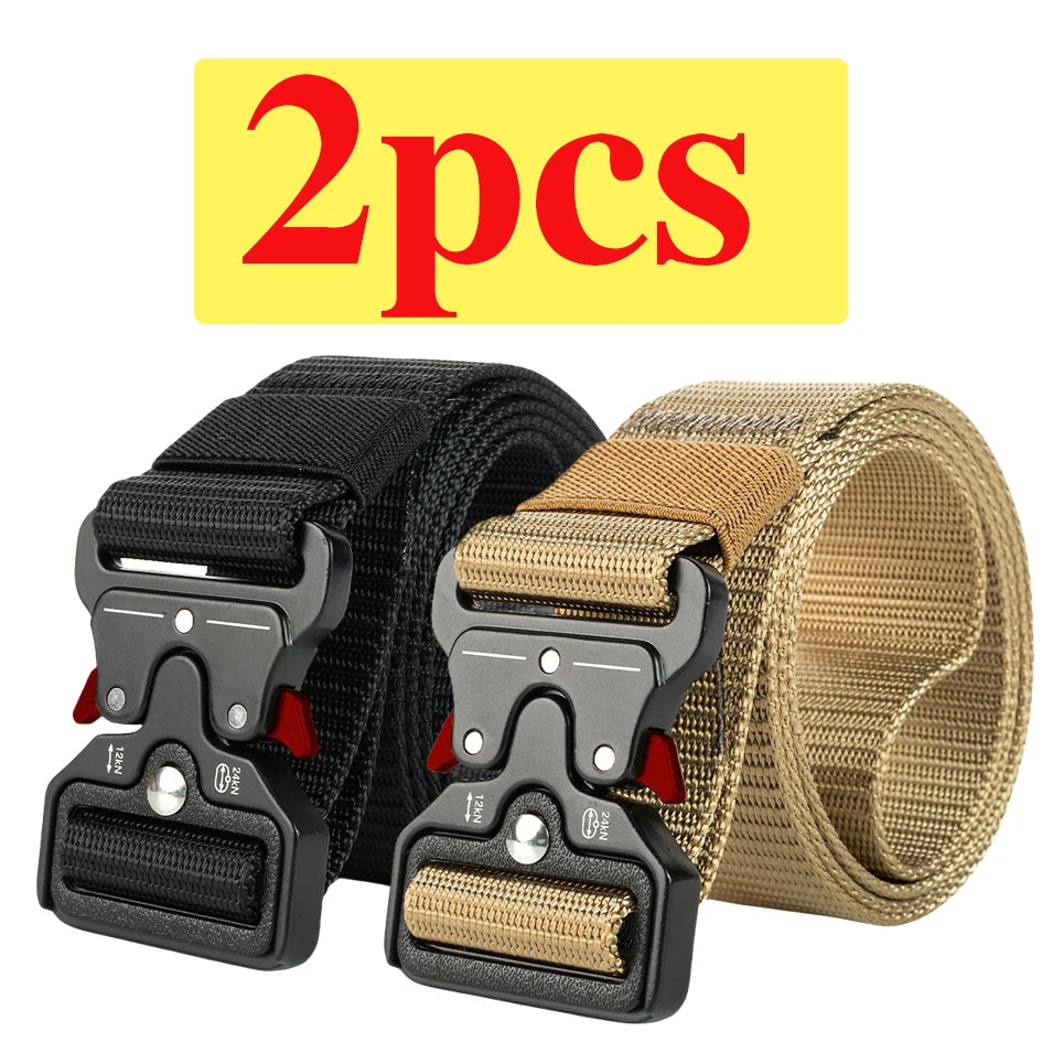 Two-Pack Quick-Release Symmetrical Buckle Tactical Belt; Outdoor Sports Exercise Training Hunting Nylon Canvas Belt
