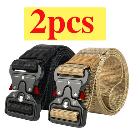 Two-Pack Quick-Release Symmetrical Buckle Tactical Belt; Outdoor Sports Exercise Training Hunting Nylon Canvas Belt