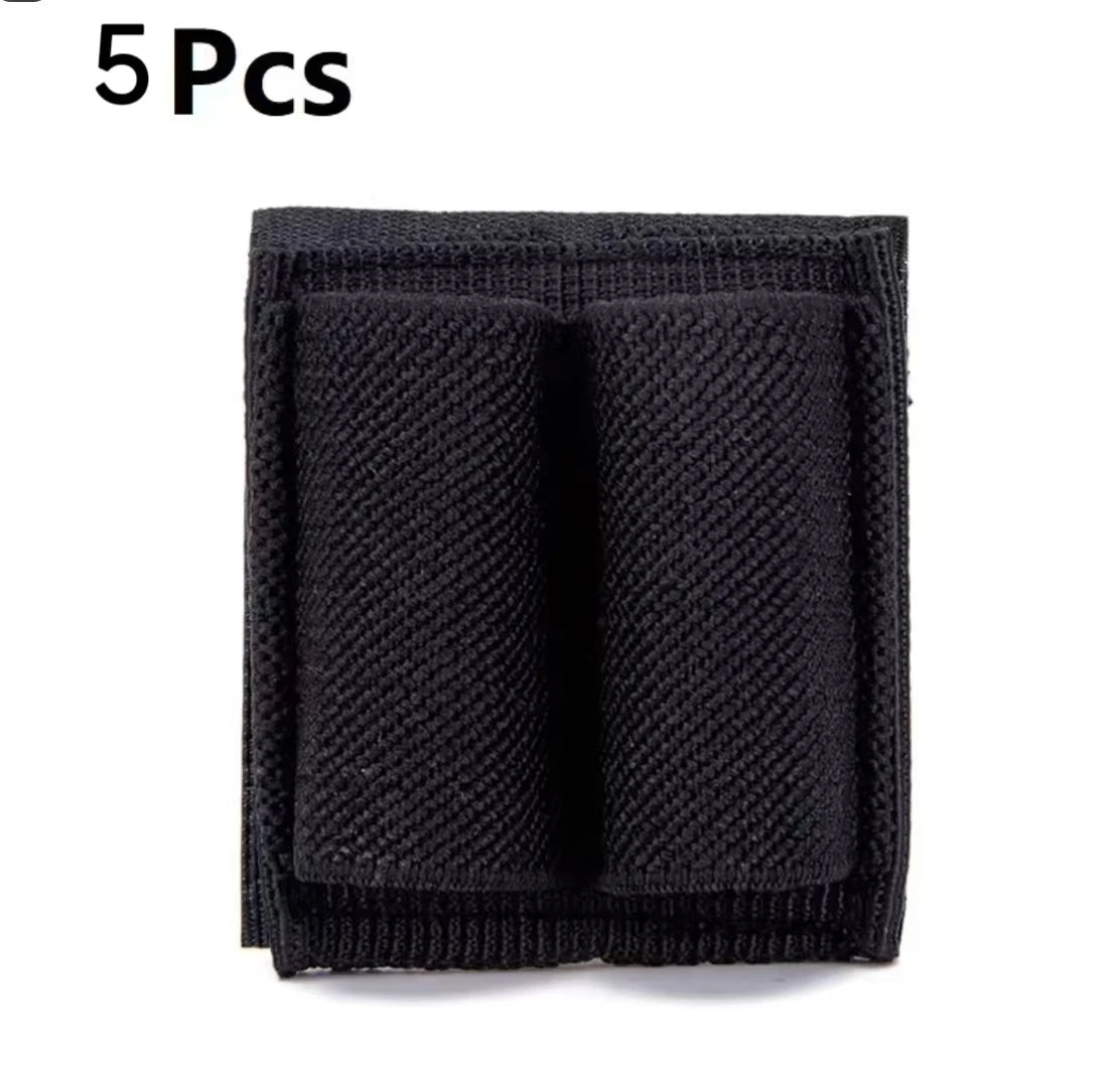5PC 2-Round Bullet Holder - Adhesive Cartridge Carrier | VELCRO Hook/Loop Utility Gear (2 Hole)
