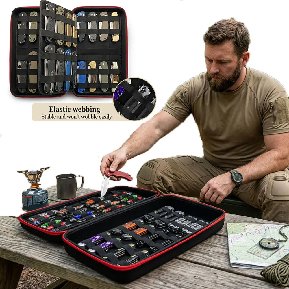 Tactical Knife Display Case With 64+ Pocket Knives Organizer Knife Holder Storage Bag For Hunting Hiking Outdoor Survival Sport