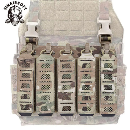 SINAIRSOFT Tactical MP5 MP7 Magazine Pouch With Hook&Loop and Elastic Retention Straps For Vest Chest Rig Accessories