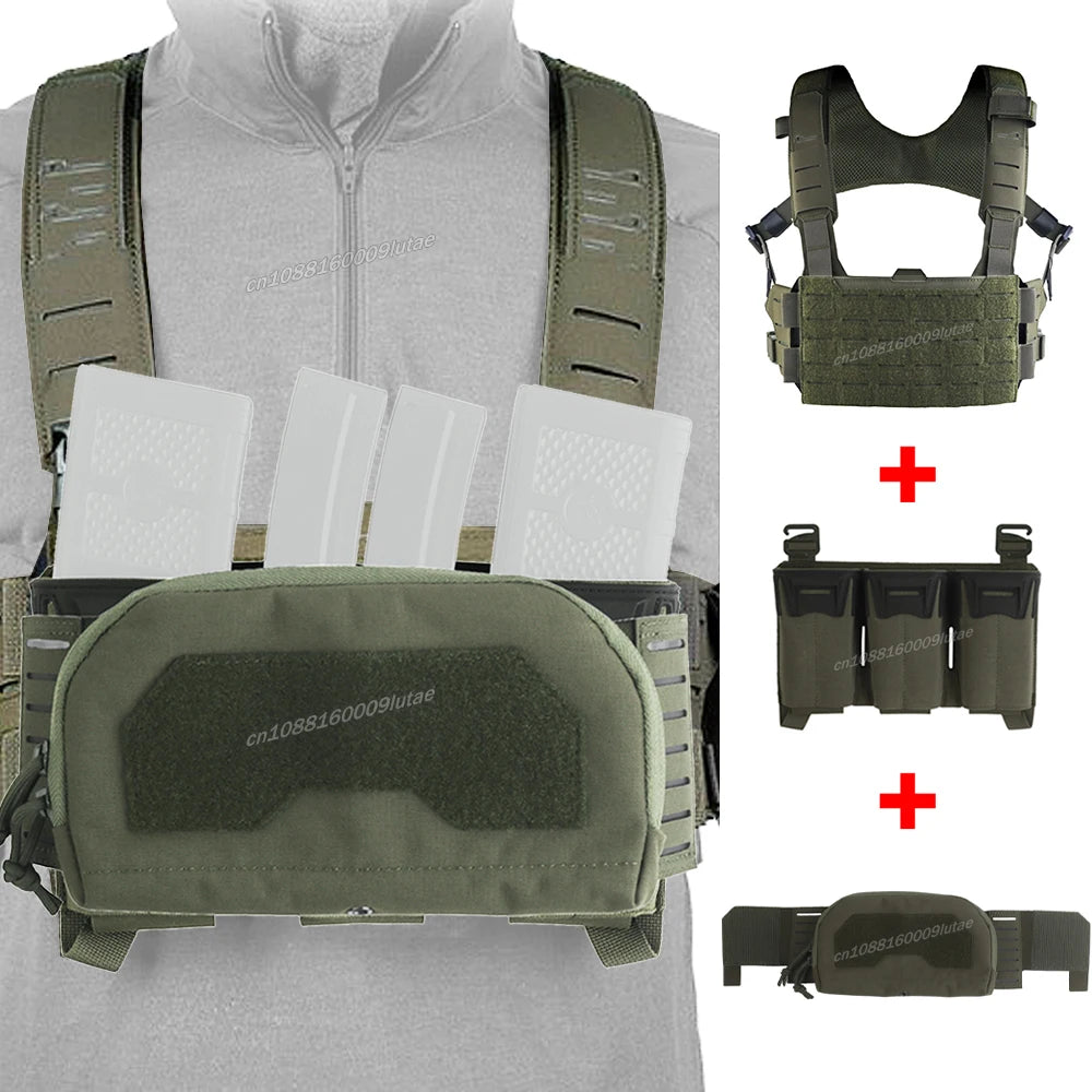 K Style Tactical Chest Rig Set with Triple Mag Pouch 2Nd Layer Admin Pouch Modular Field Strap KZ MOLLE Expansion Hunting Gear