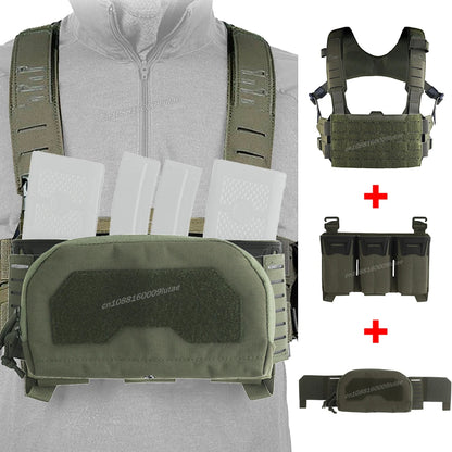 K Style Tactical Chest Rig Set with Triple Mag Pouch 2Nd Layer Admin Pouch Modular Field Strap KZ MOLLE Expansion Hunting Gear