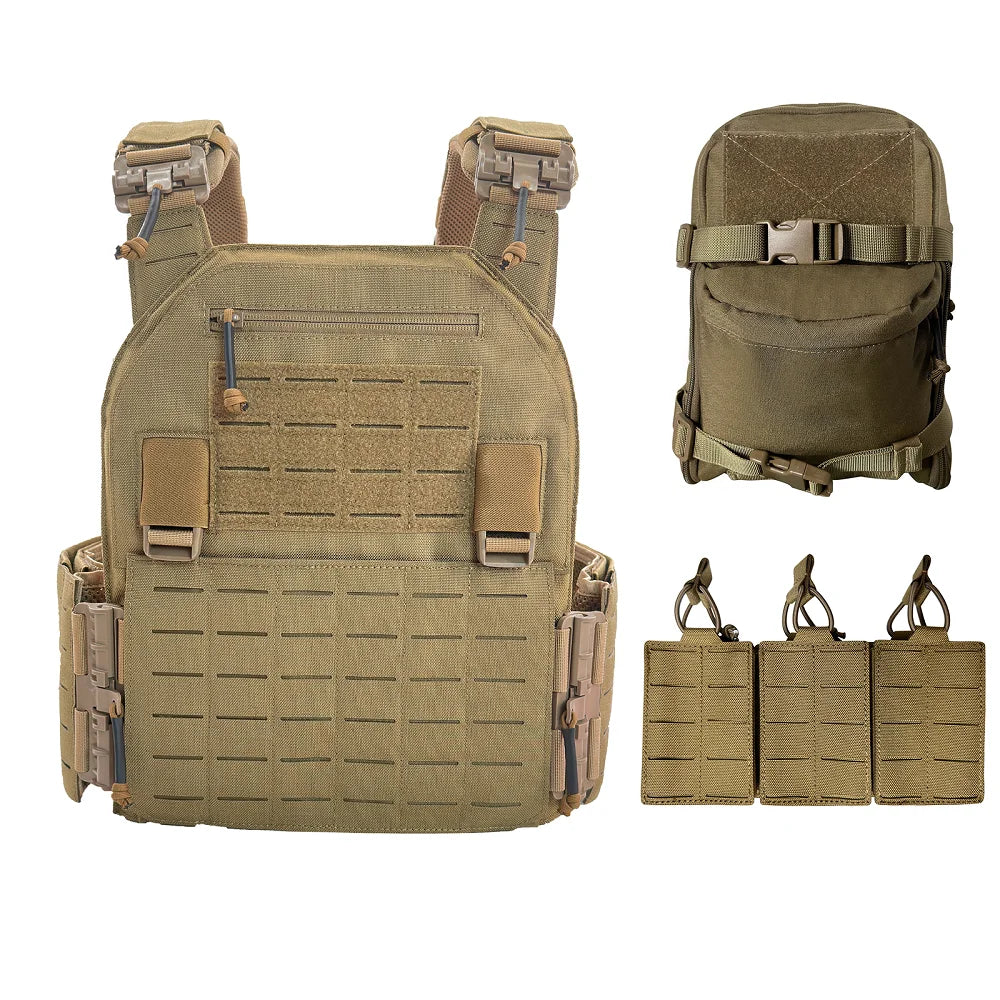 ZH02 EMERSONGEARS Nylon Combat suit laser cutting vest with 5.56 hydration backpack with 2L triple magazine pouch Set
