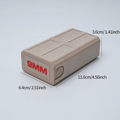 9mm pull-out ammo storage box; 50-round bullet ammo box storage case for shooting, hunting, firearm accessories, maintenance and